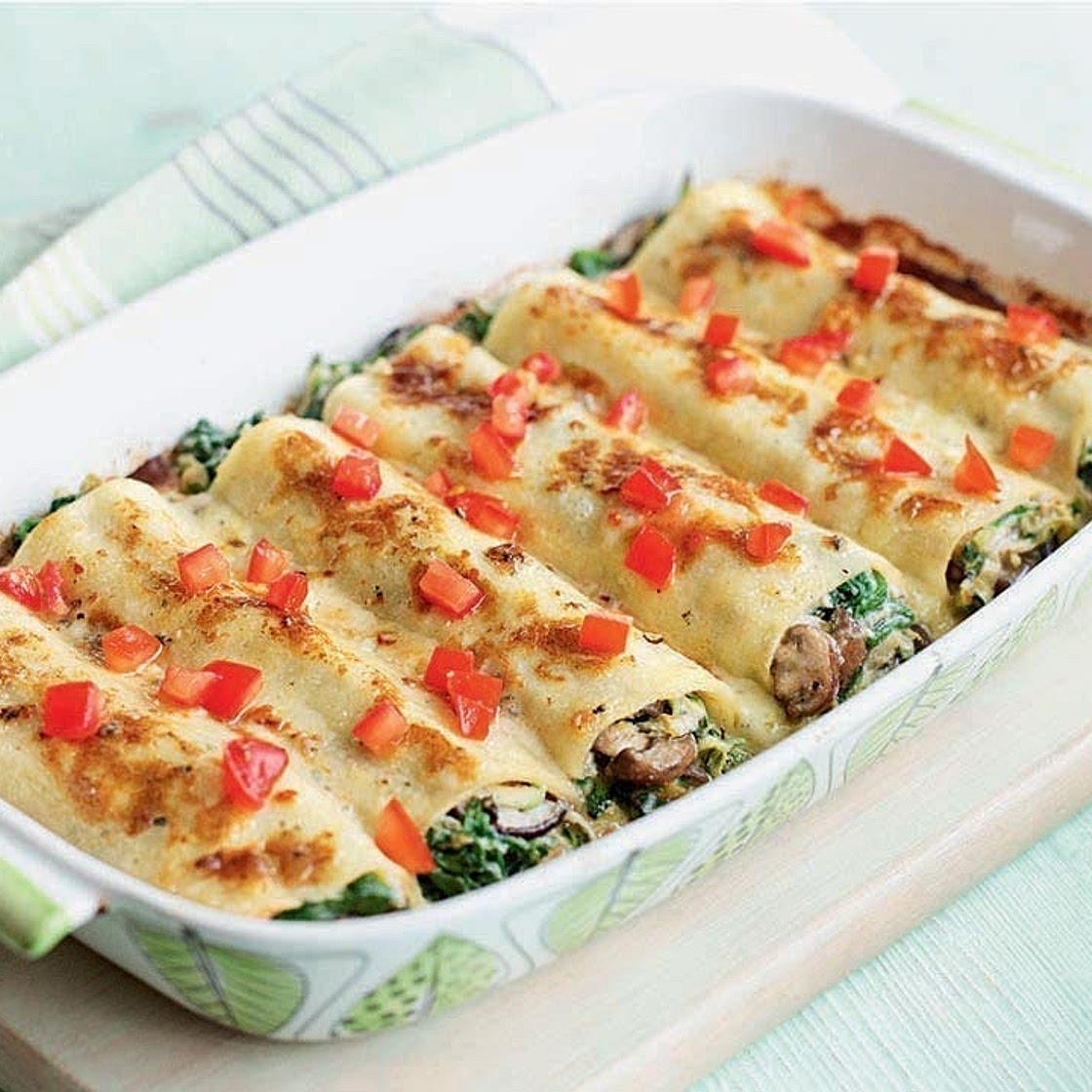 Courgette and mushroom cannelloni