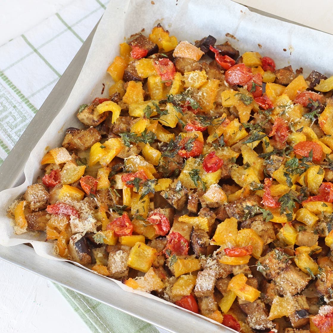 Melanzane e peperoni al forno