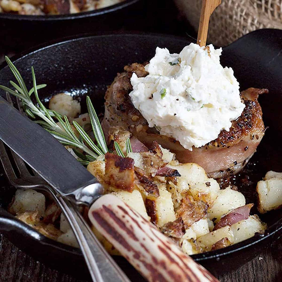 Bacon Wrapped Pork Medallions with Feta