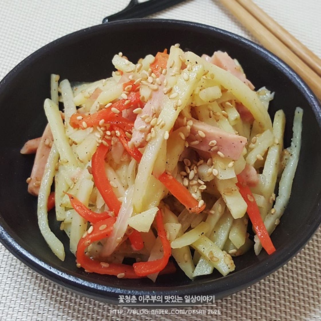 [밑반찬레시피]햄감자볶음,햄감자채볶음 만드는법