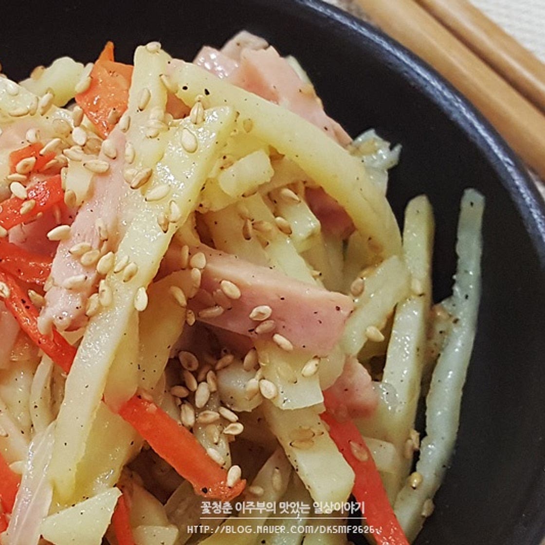 [밑반찬레시피]햄감자볶음,햄감자채볶음 만드는법