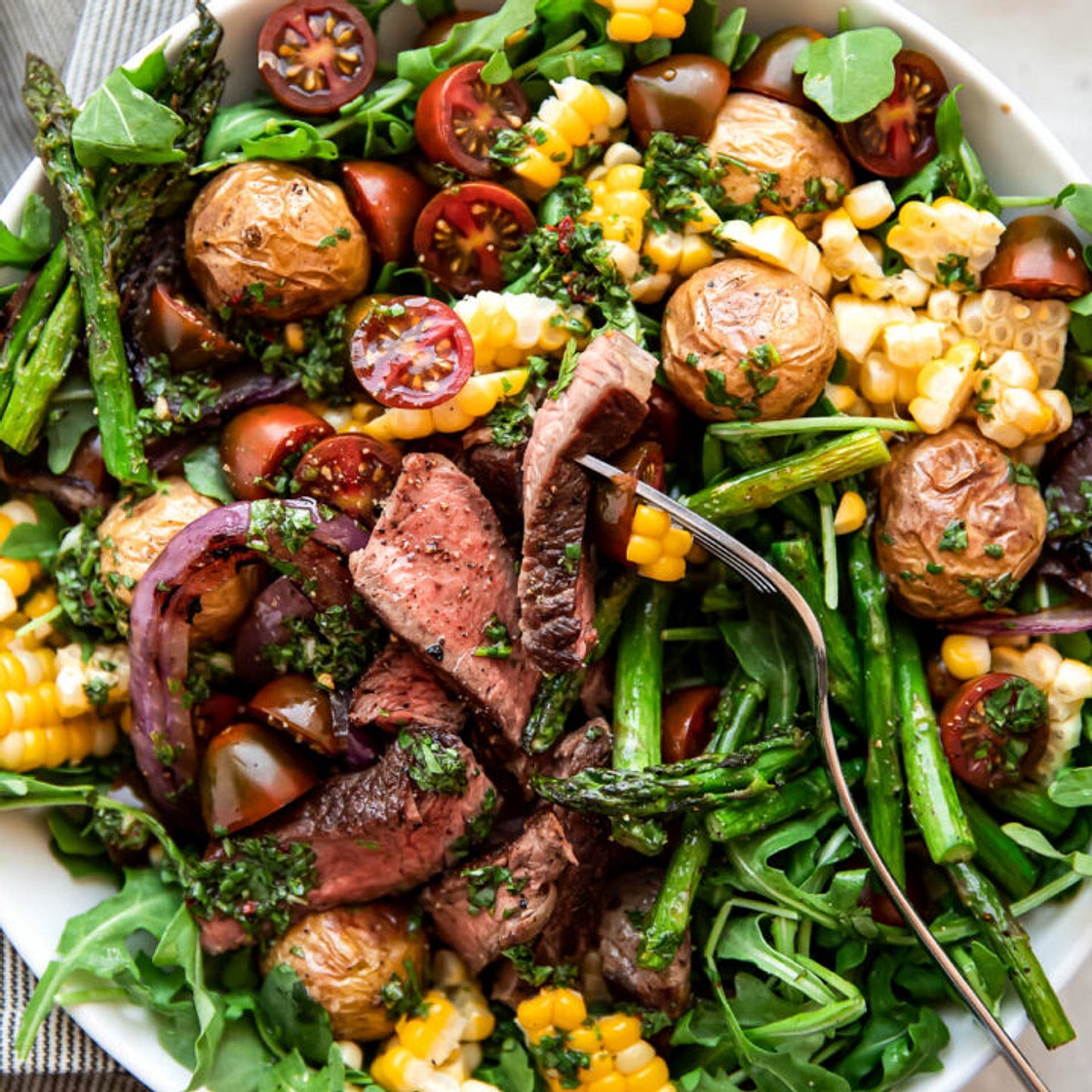 Chimichurri Steak and Vegetable Salad