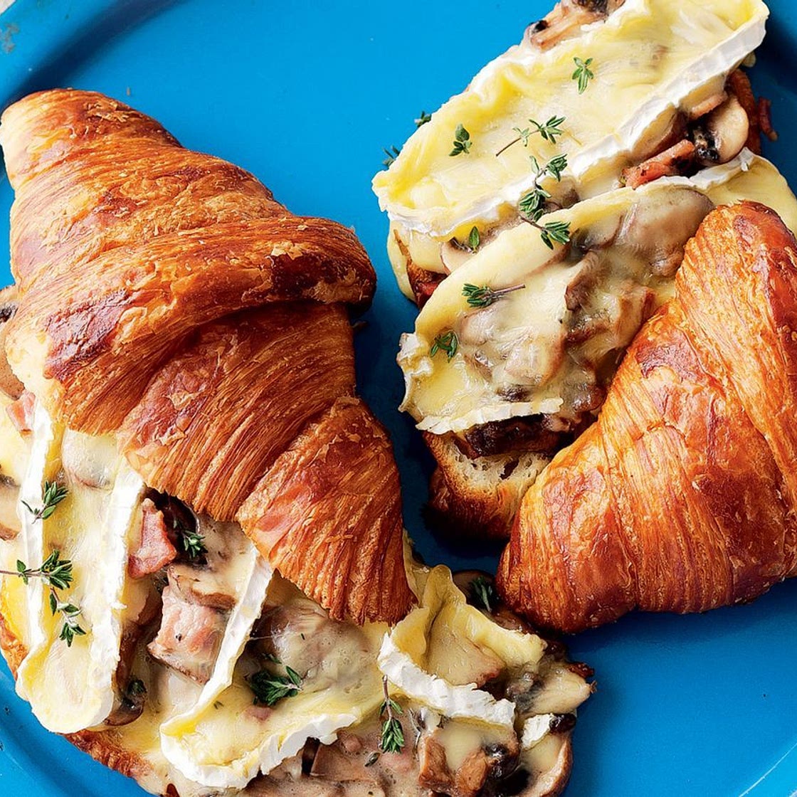 Creamy mushroom, Brie and pancetta croissants