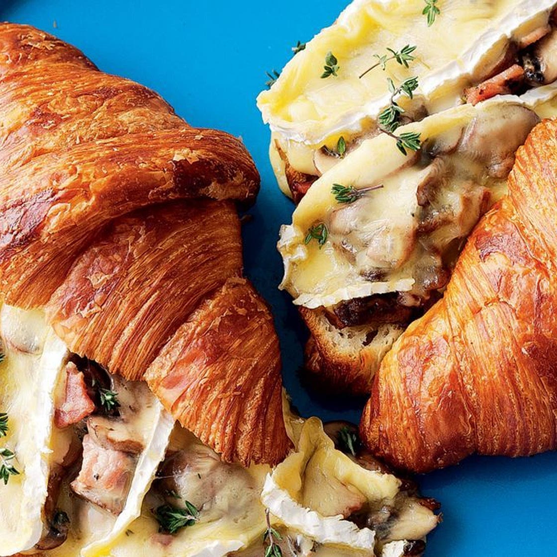 Creamy mushroom, Brie and pancetta croissants