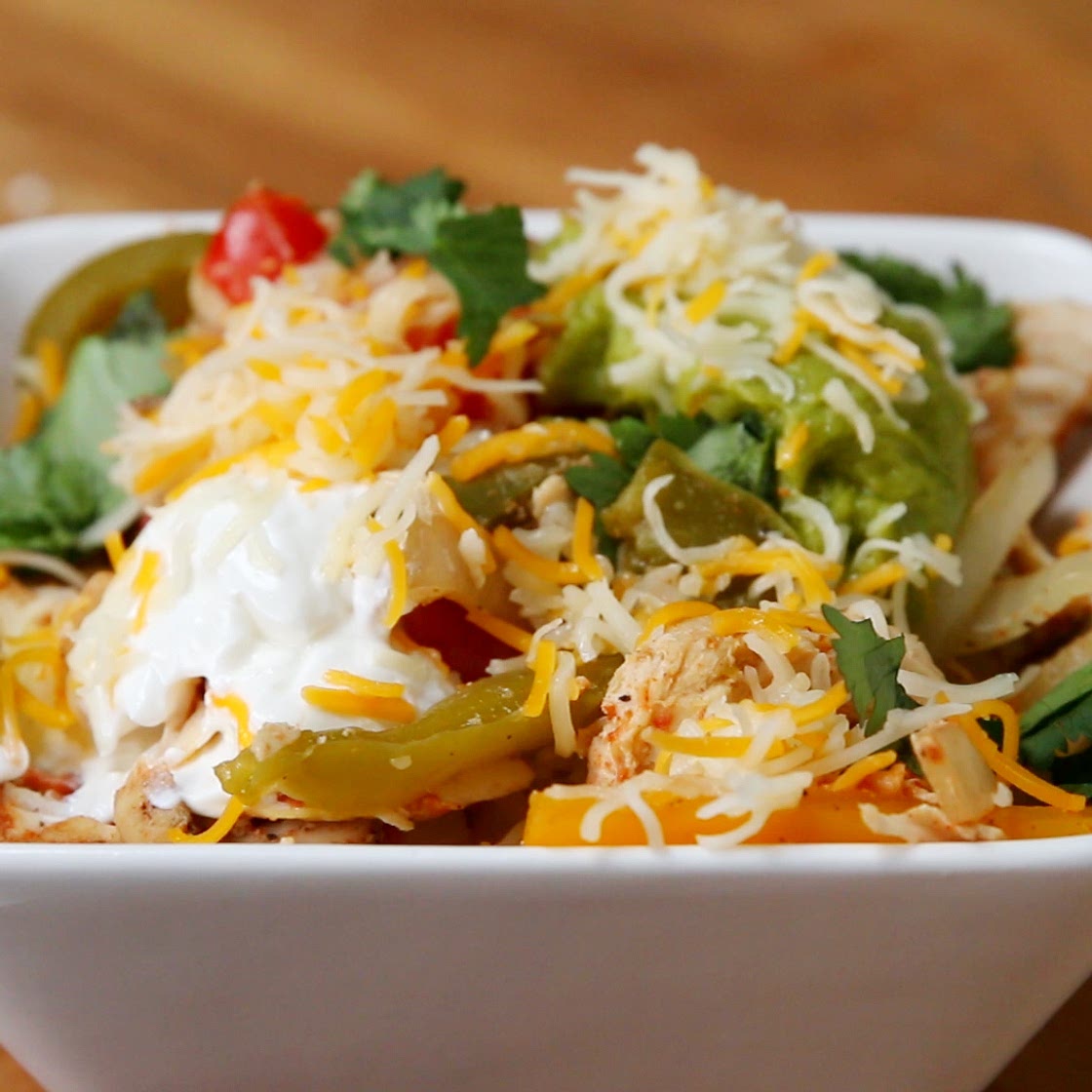 Slow Cooker Chicken Fajita Bowls Recipe by Tasty