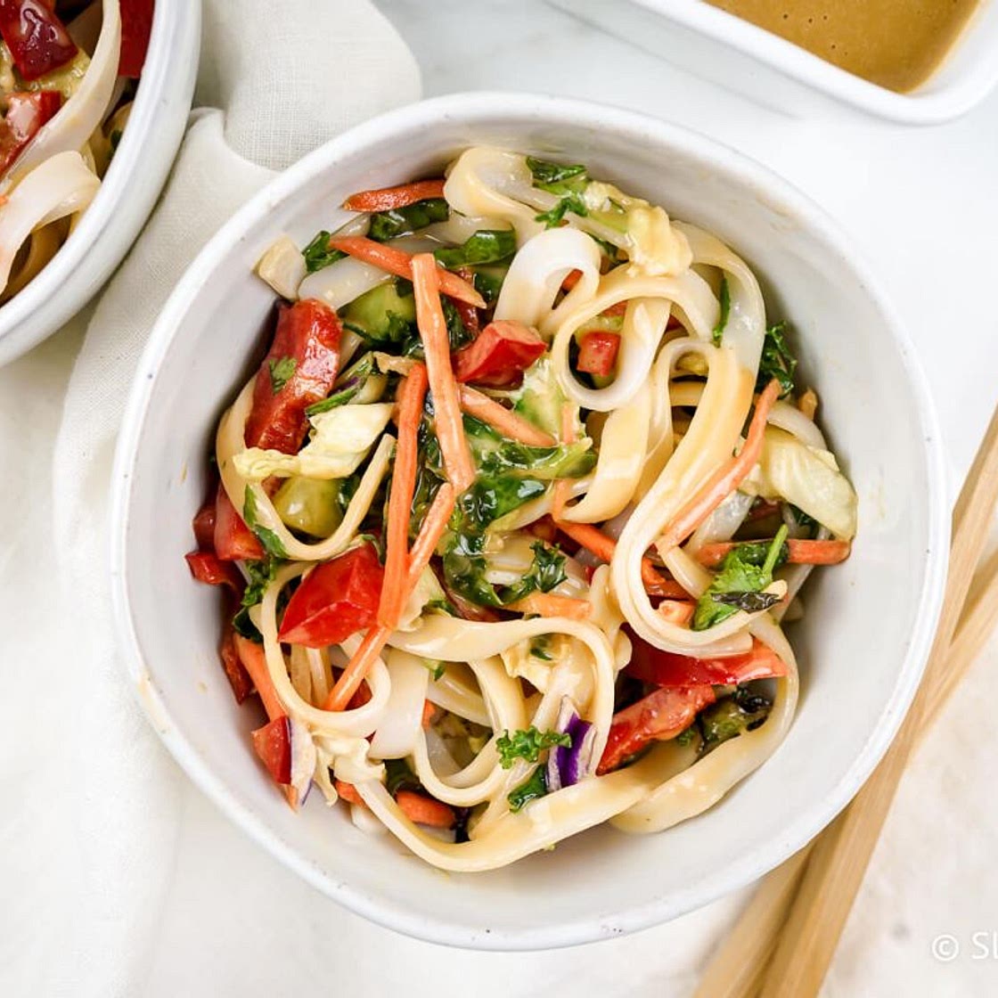 Asian Noodle Salad with Creamy Almond Dressing