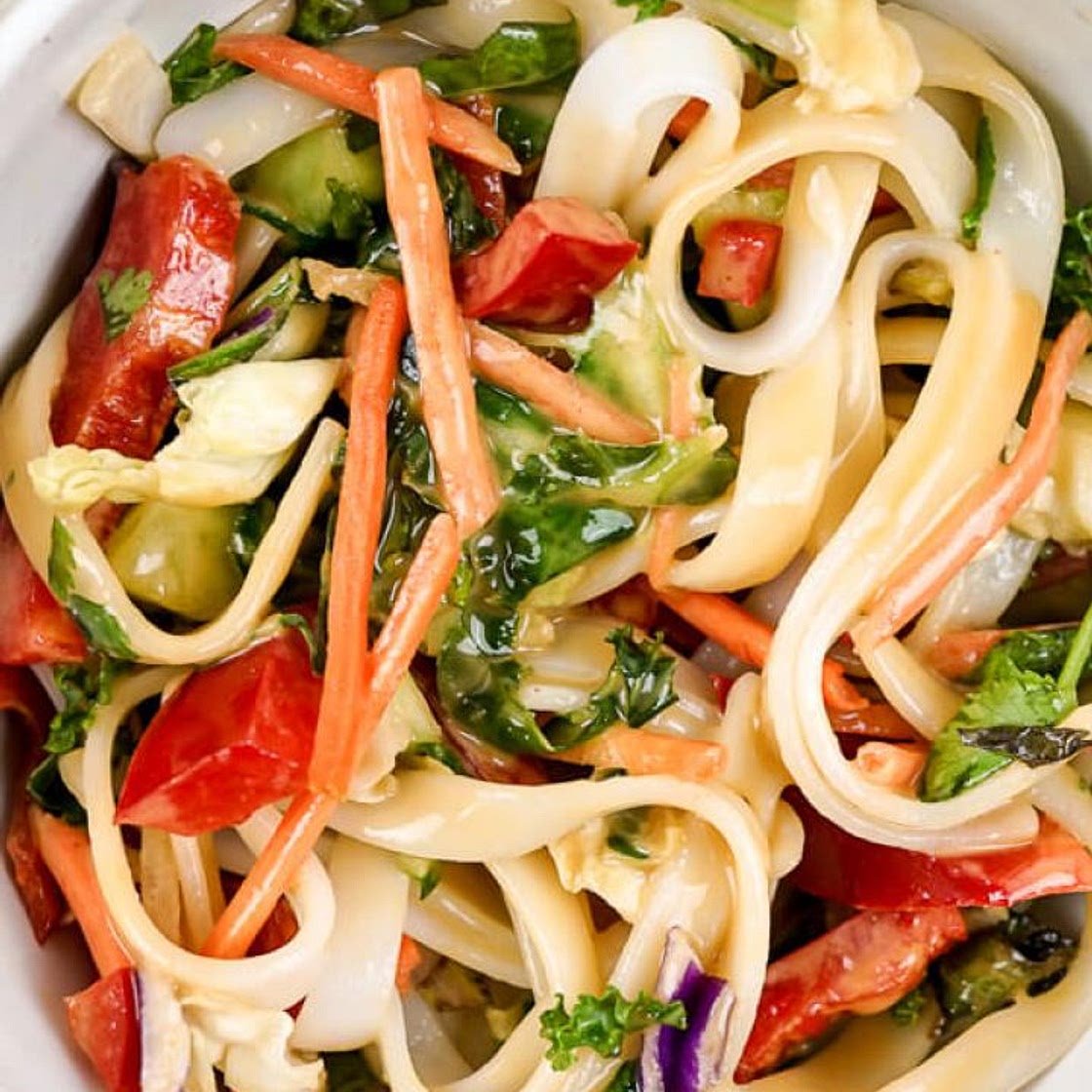 Asian Noodle Salad with Creamy Almond Dressing