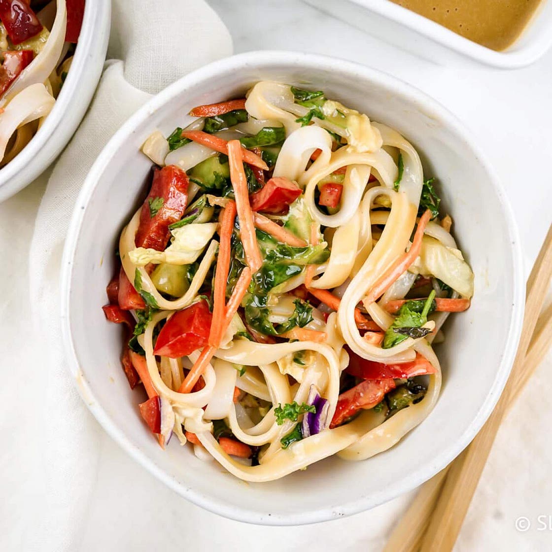Asian Noodle Salad with Creamy Almond Dressing