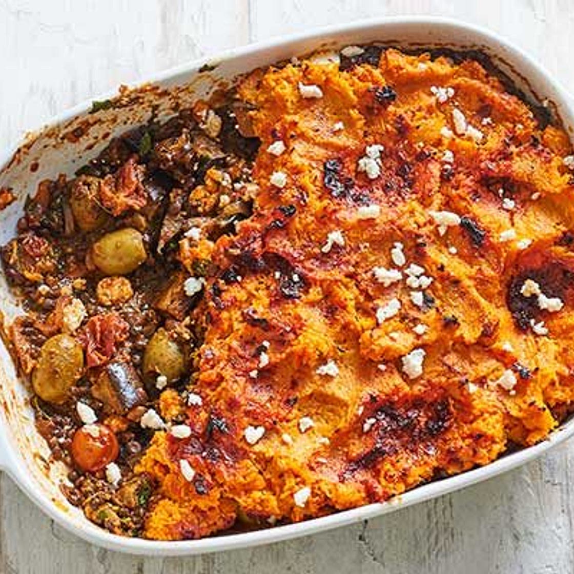 Spicy harissa aubergine pie