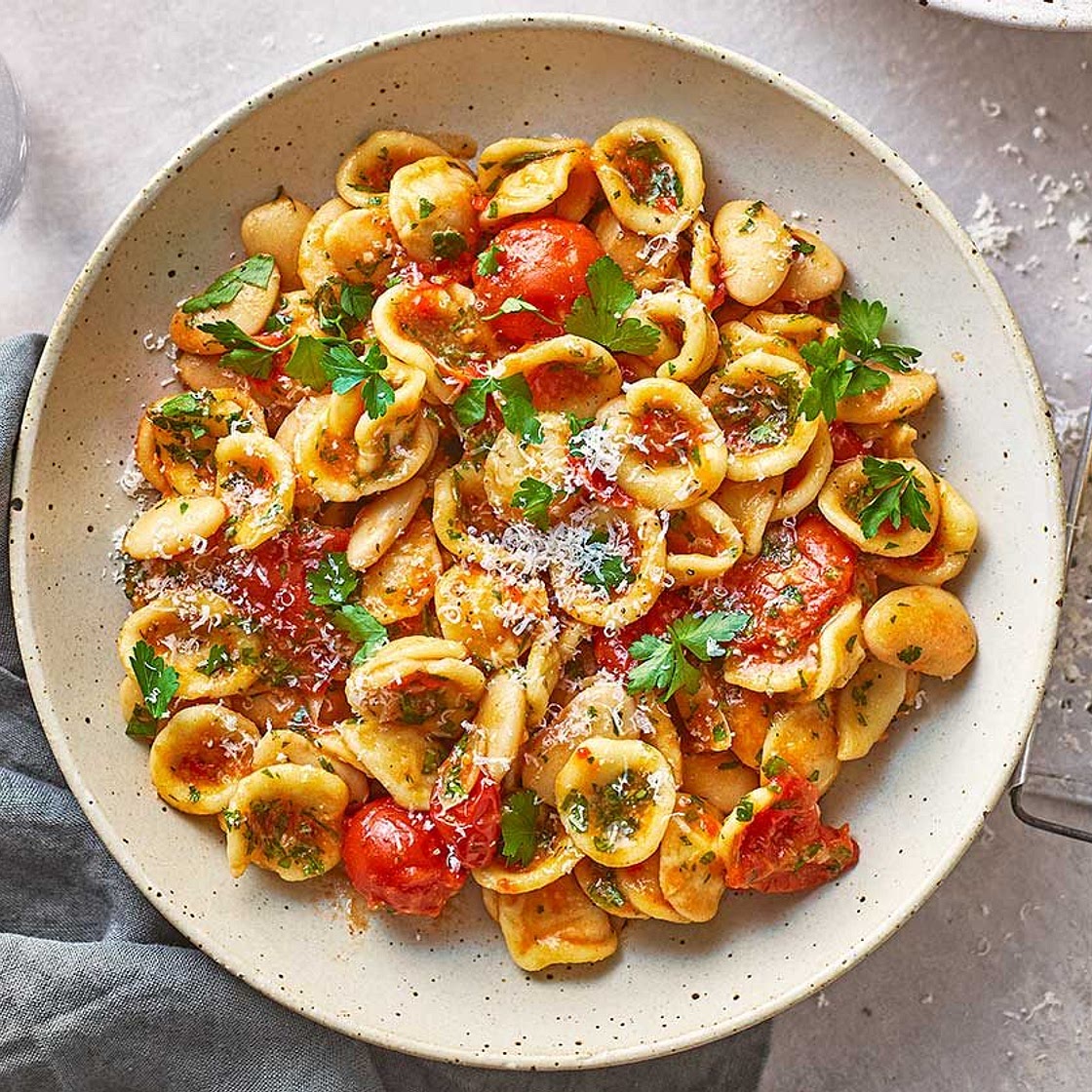 Orecchiette with butter beans, parsley, chilli & lemon