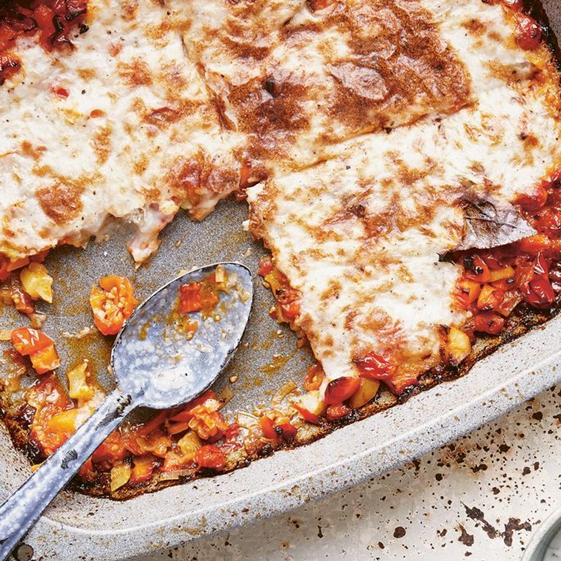 Moussaka and tzatziki