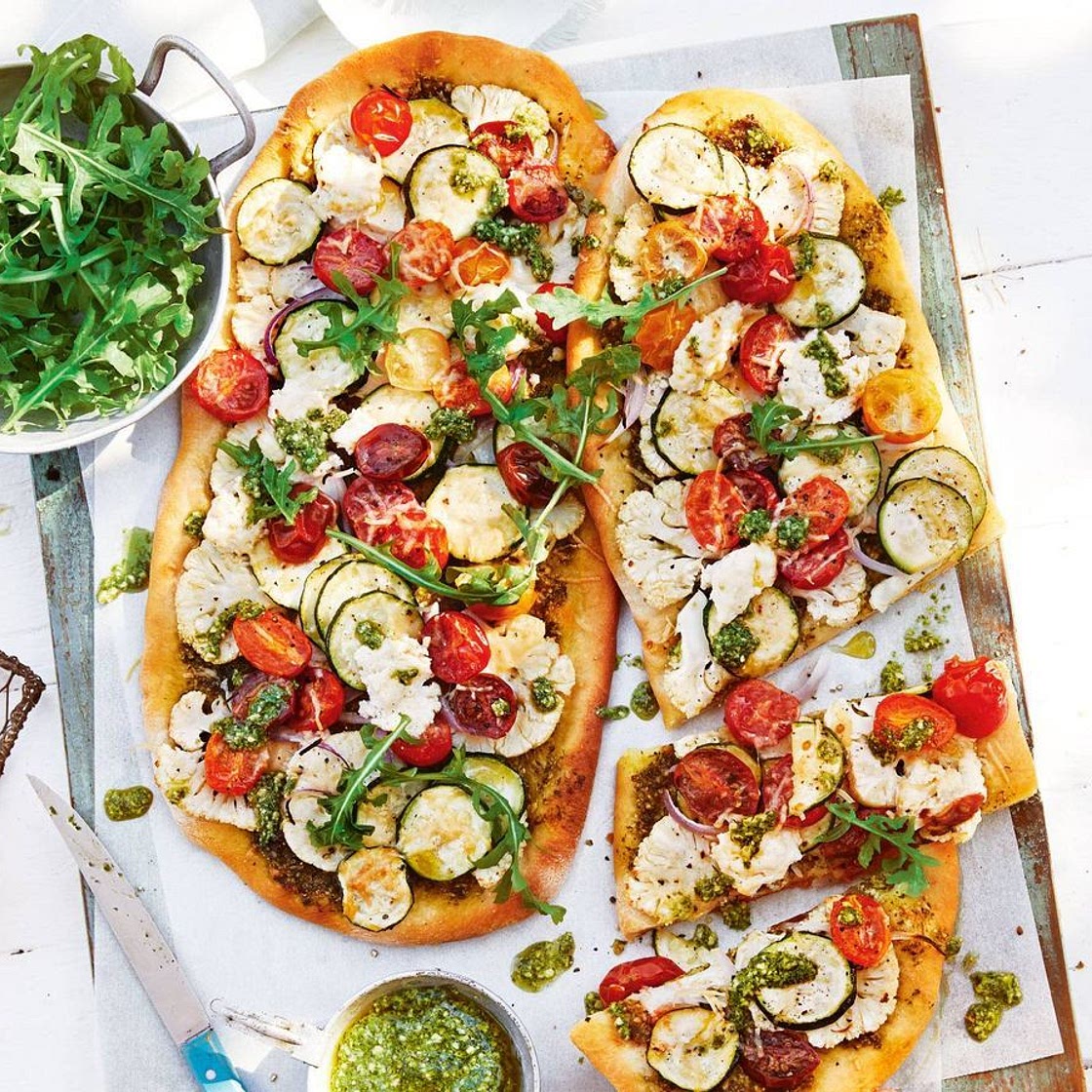 BBQ cauliflower and zucchini pizza recipe
