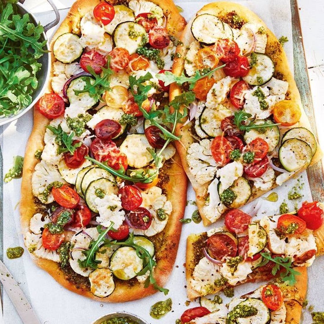 BBQ cauliflower and zucchini pizza recipe