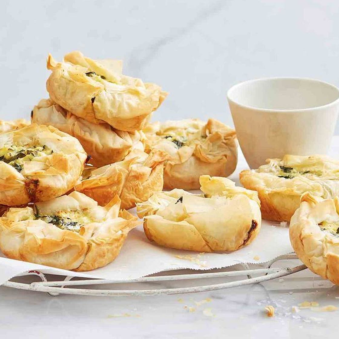 Pie maker spinach and three-cheese filo pies