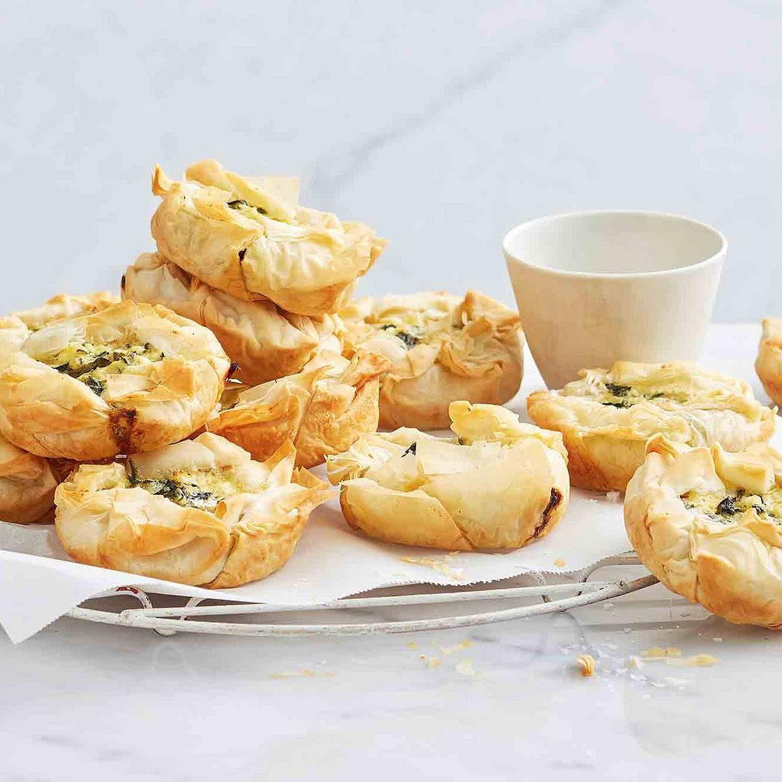 Pie maker spinach and three-cheese filo pies