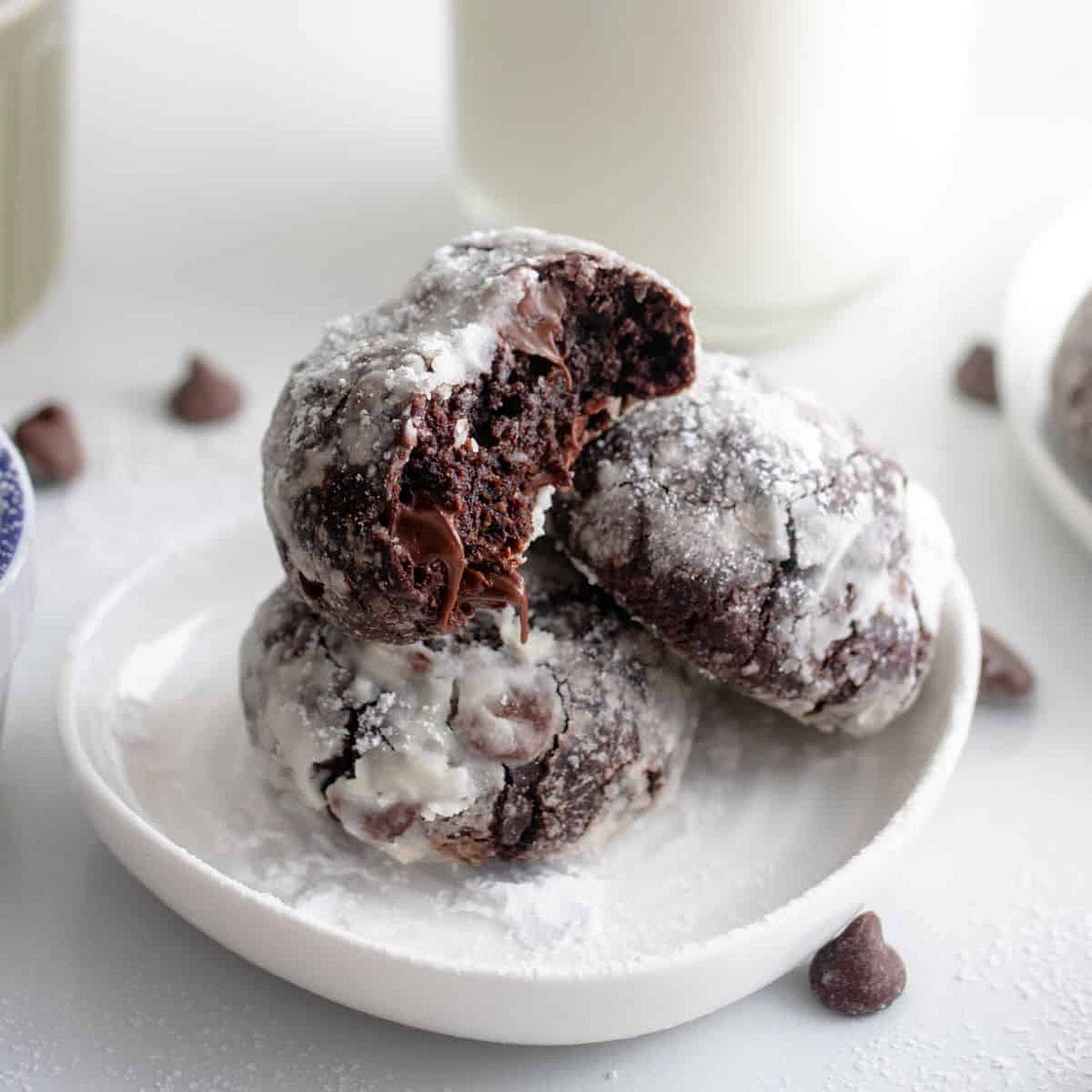 Chocolate Peppermint Crinkle Cookies