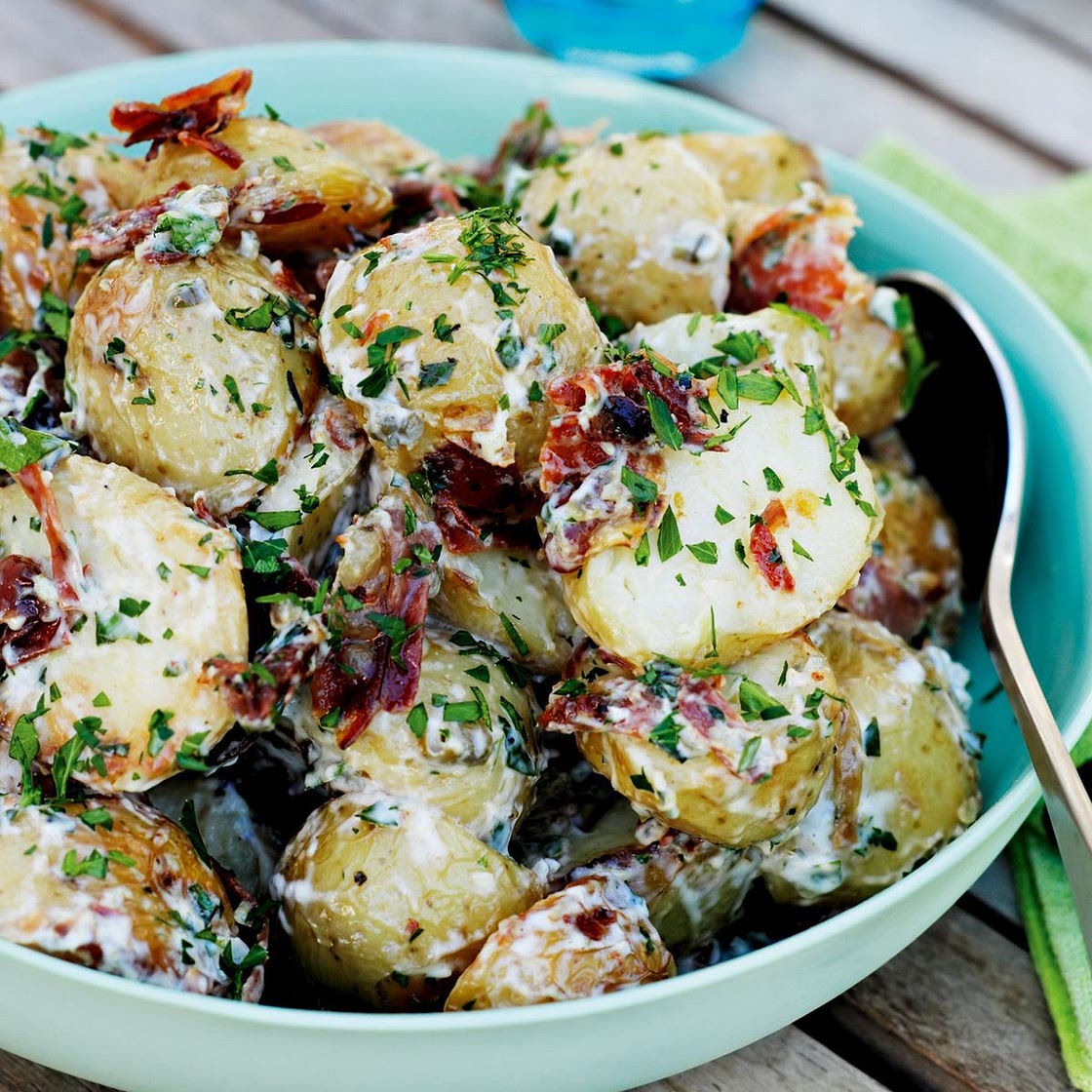 Warm roast potato salad