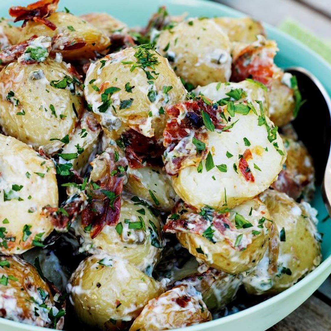 Warm roast potato salad