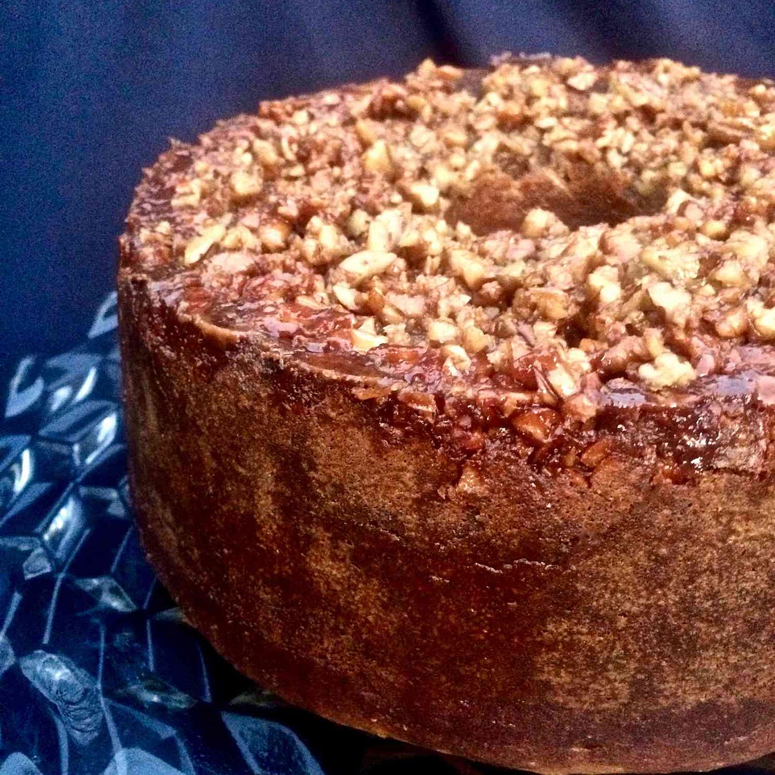 Sweet Potato Cake with Maple-Bourbon Pecans