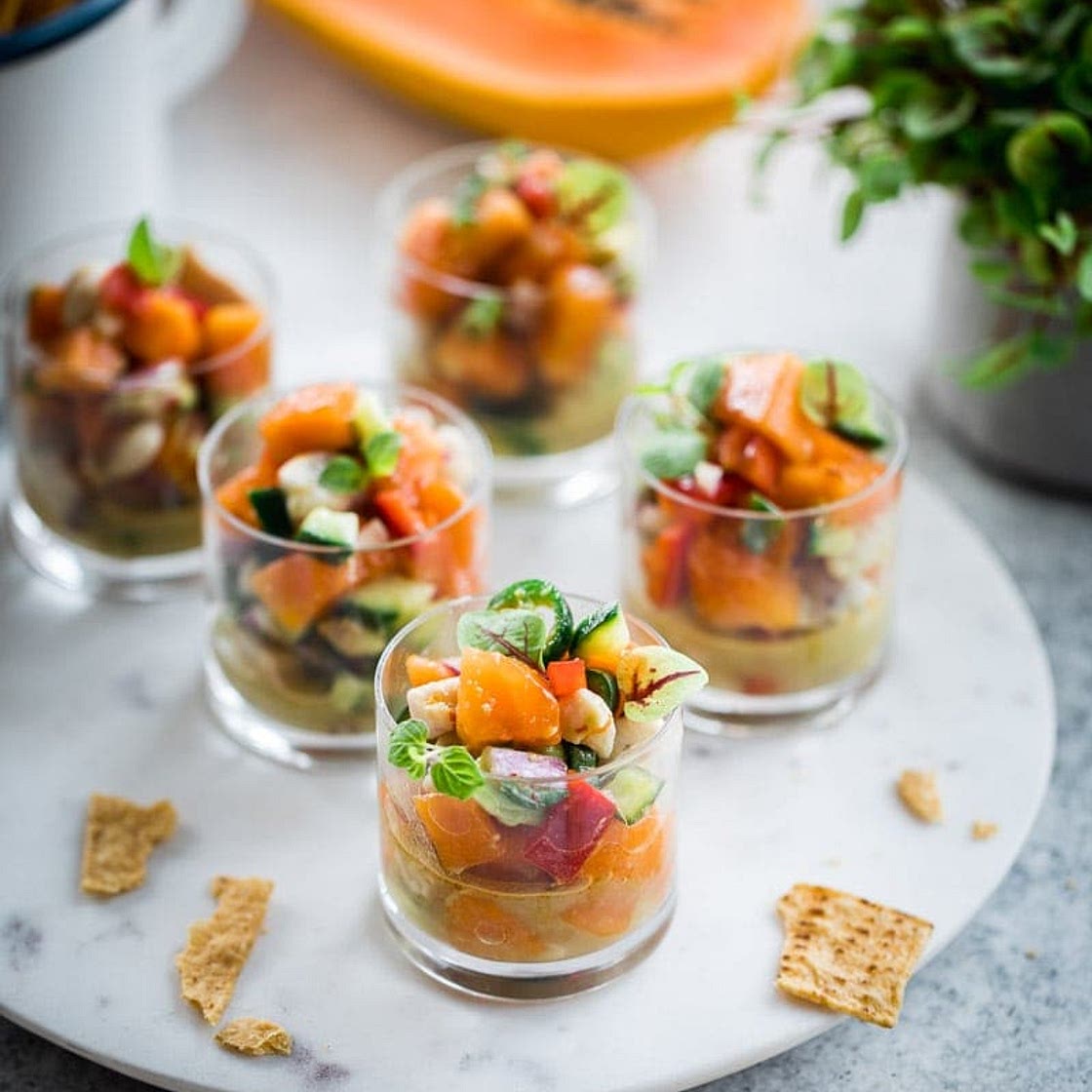 PAPAYA BARRAMUNDI CEVICHE CUPS