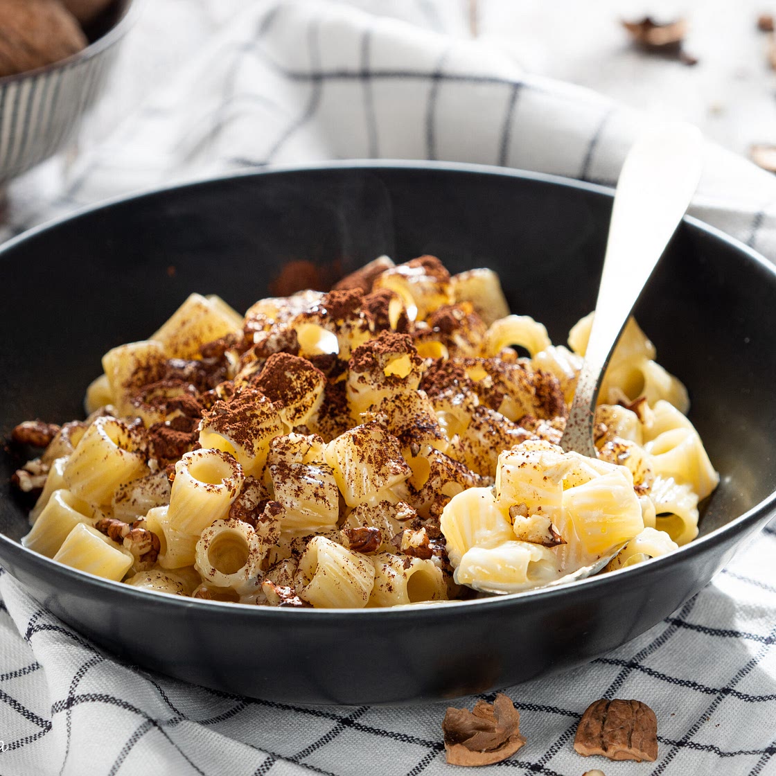 Pasta gorgonzola e noci con cacao