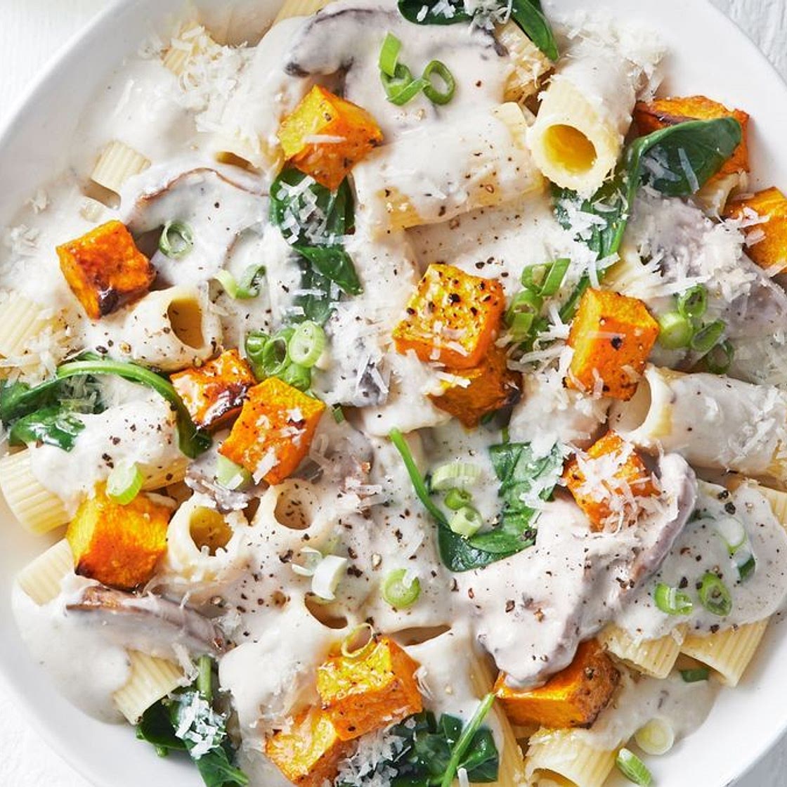 Creamy pumpkin and mushroom pasta recipe