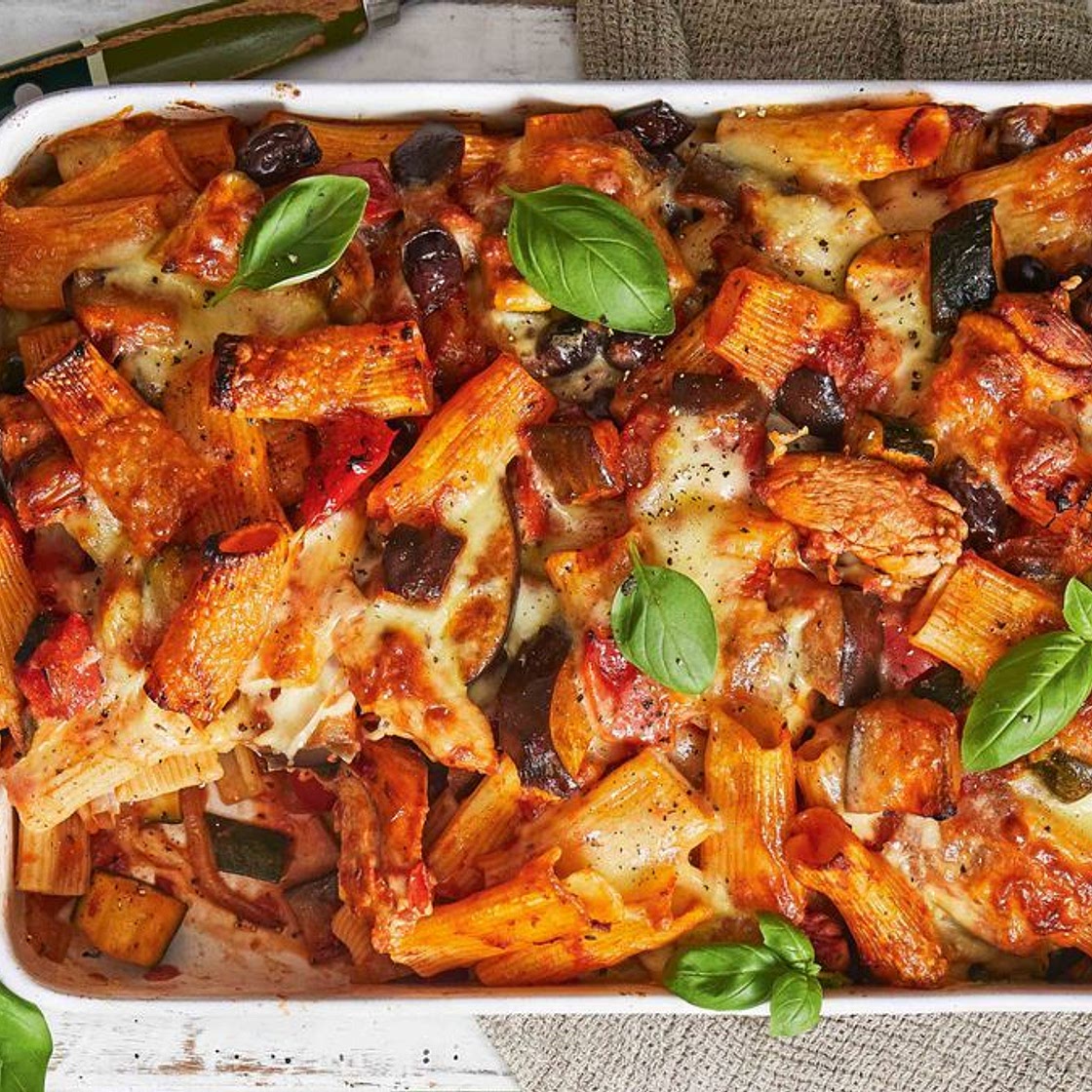 Chicken and ratatouille pasta bake recipe