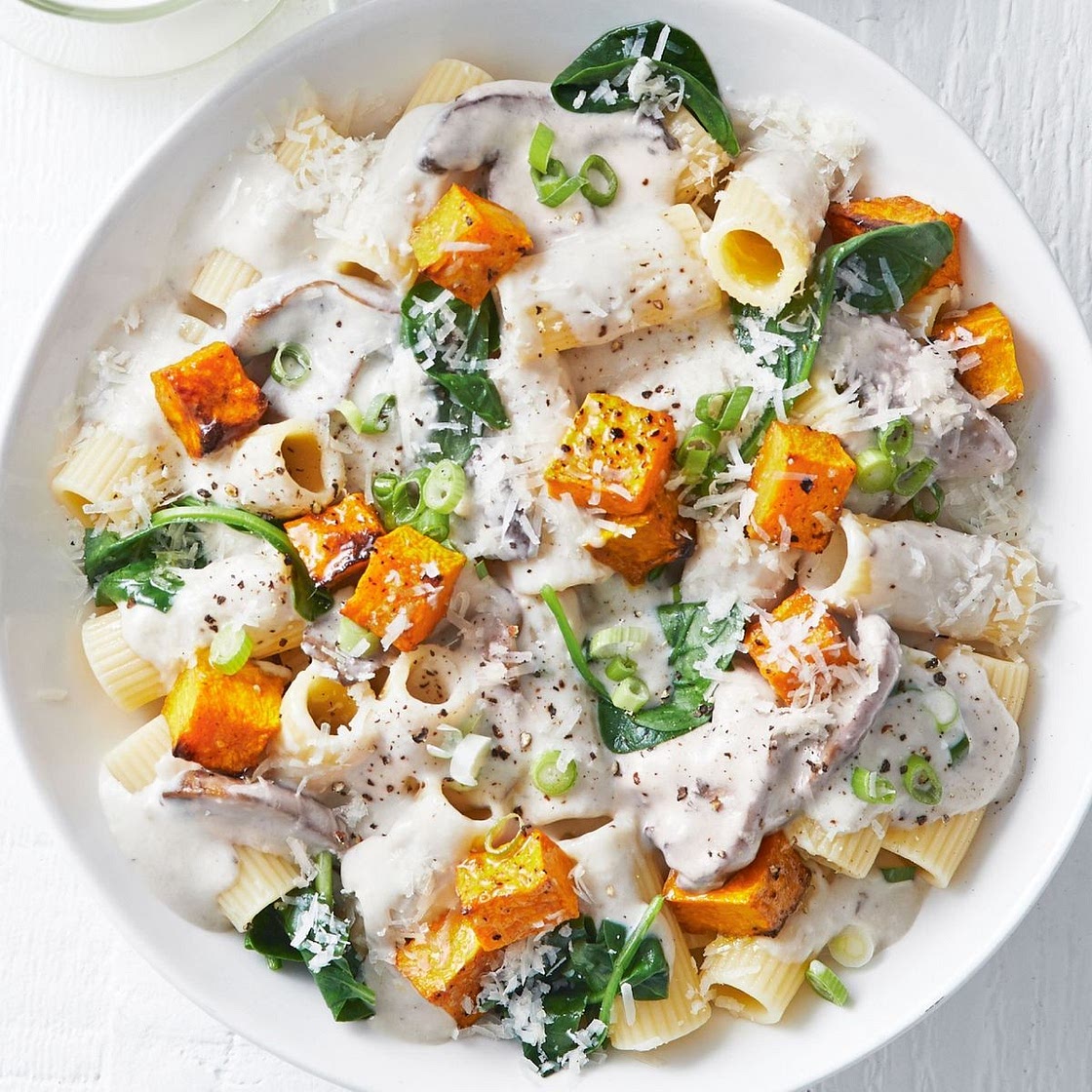 Creamy pumpkin and mushroom pasta recipe