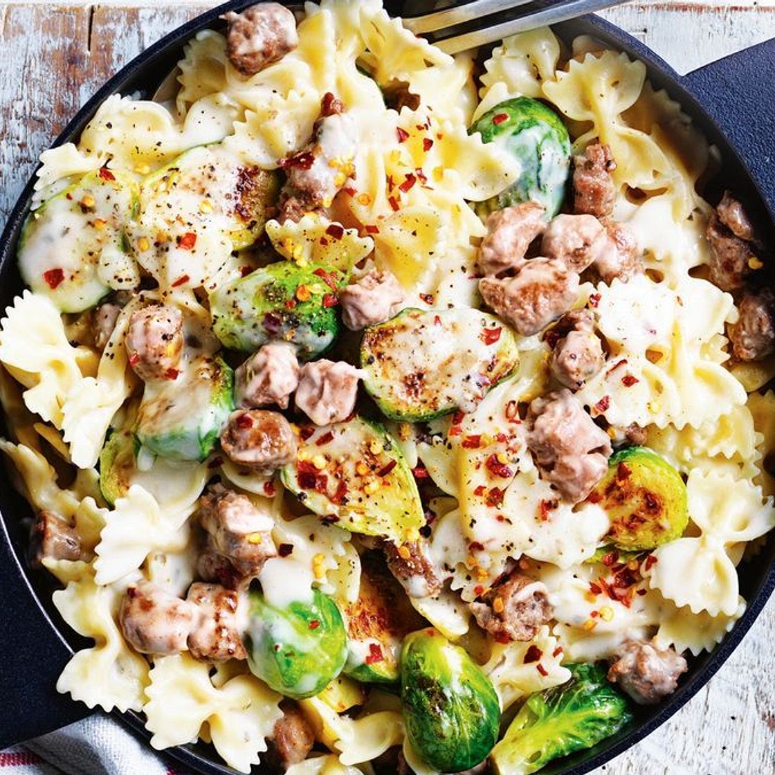 Creamy carbonara sausage pasta recipe