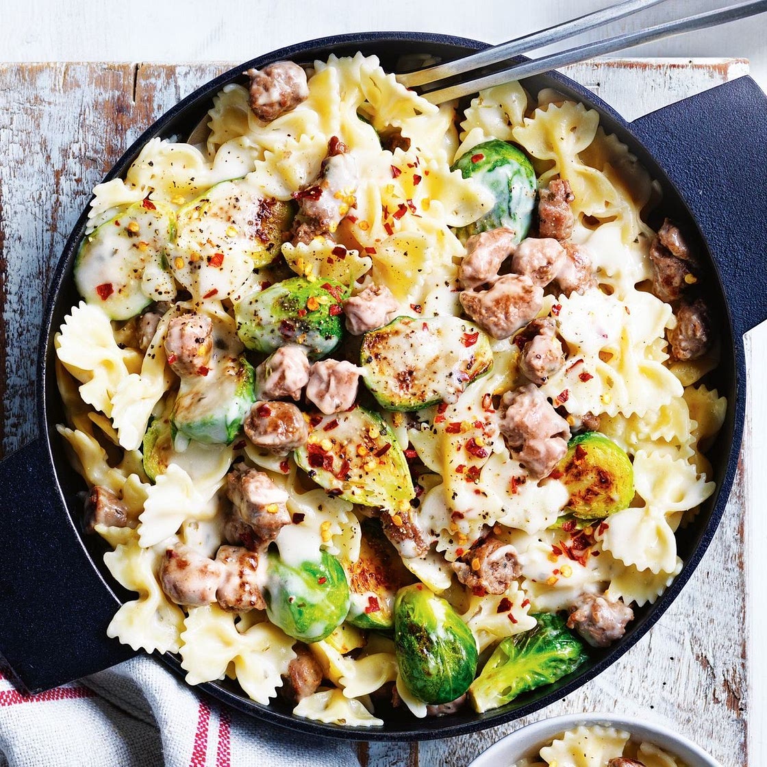 Creamy carbonara sausage pasta recipe