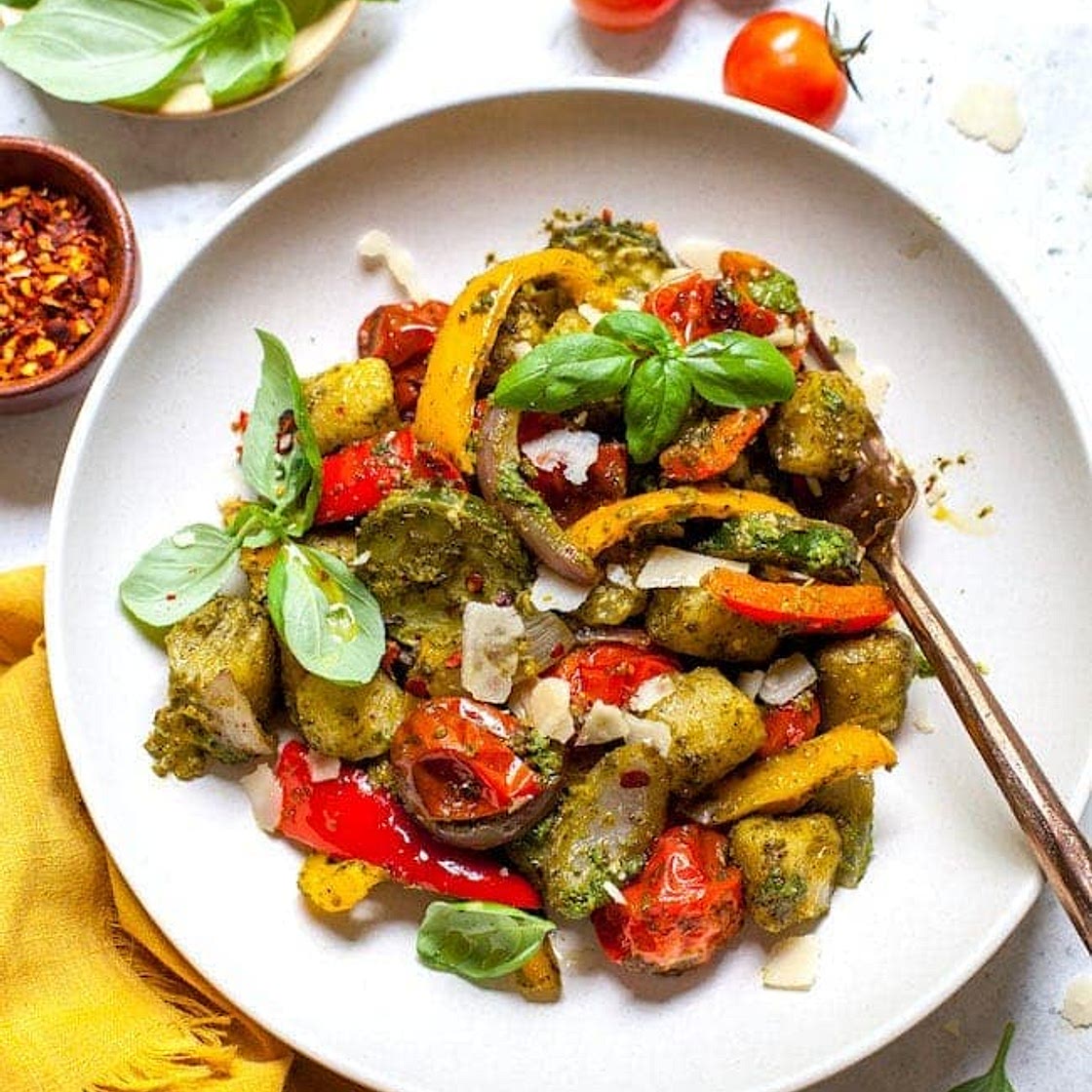 Sheet Pan Pesto Gnocchi