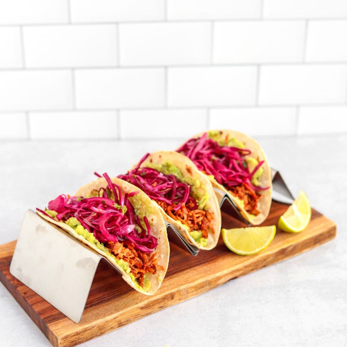 BBQ Tofu Tacos with Pickled Cabbage