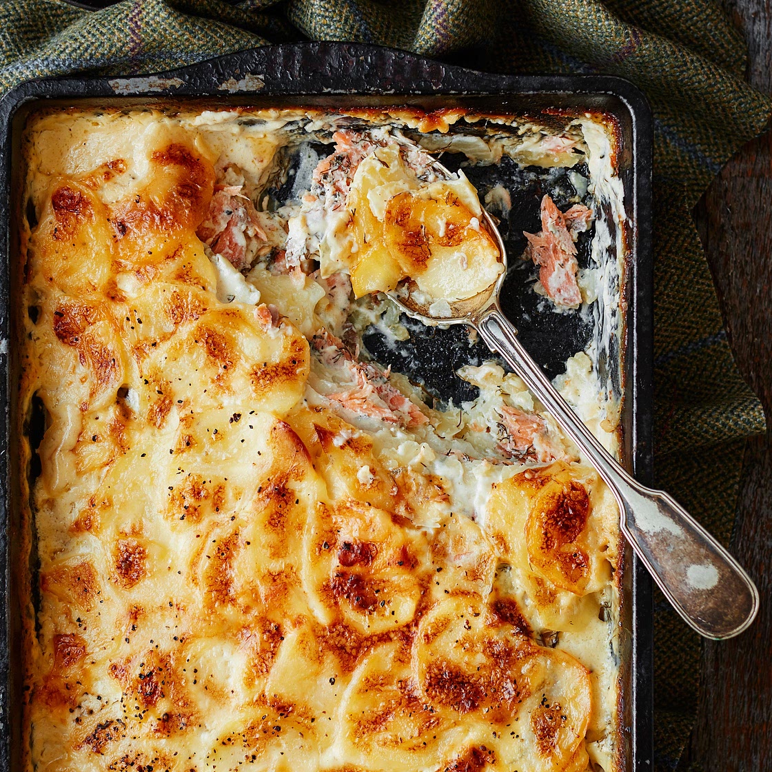 Kartoffelgratin mit Graved Lachs