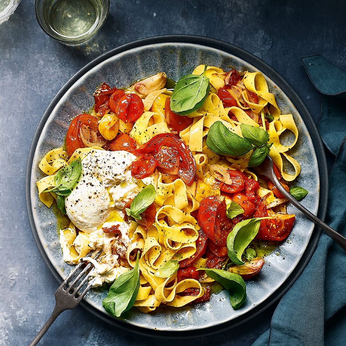 Tomato and burrata tagliatelle