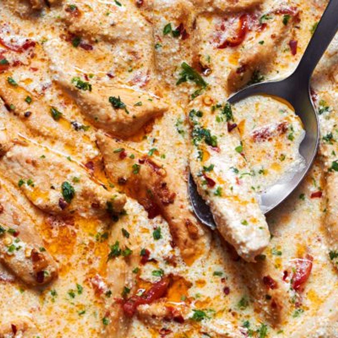 Skillet Creamy Chicken with Garlic Mozzarella Sun-Dried Tomato