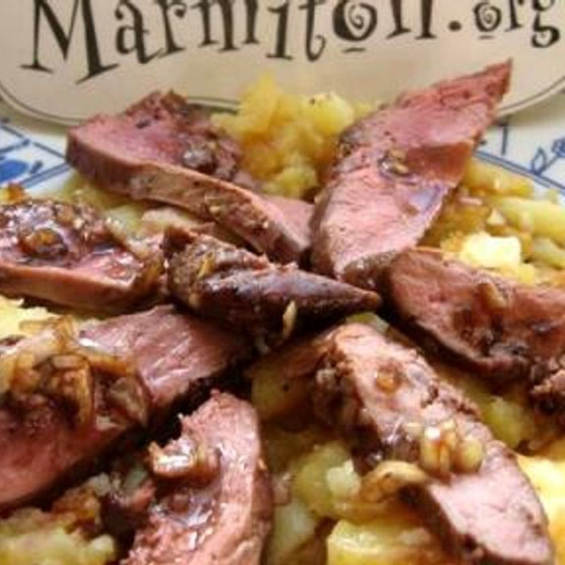 Magret de canard aux pommes