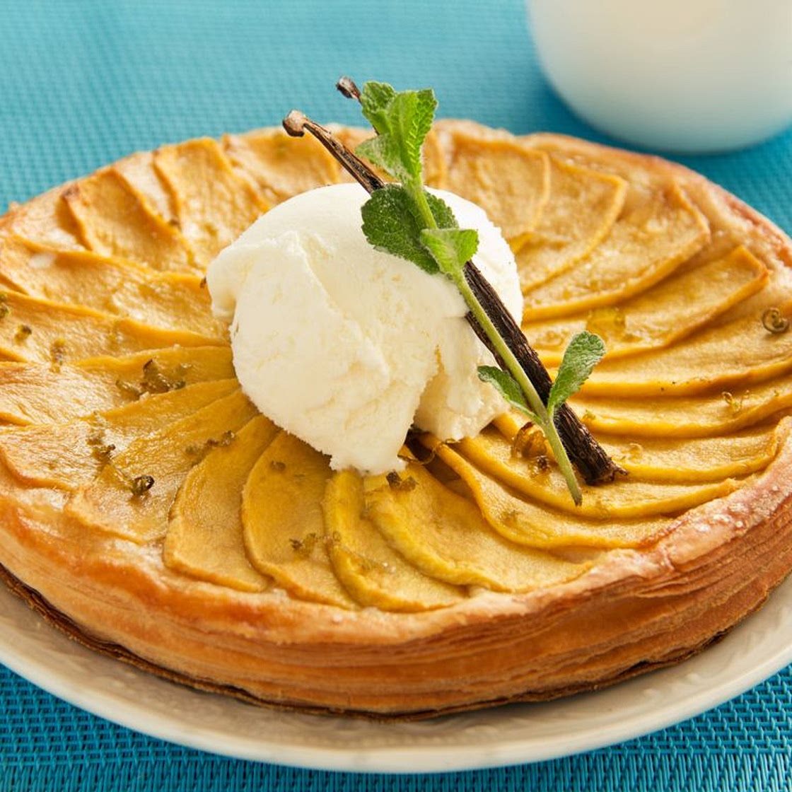 Tatin de mangue parfumée au gingembre