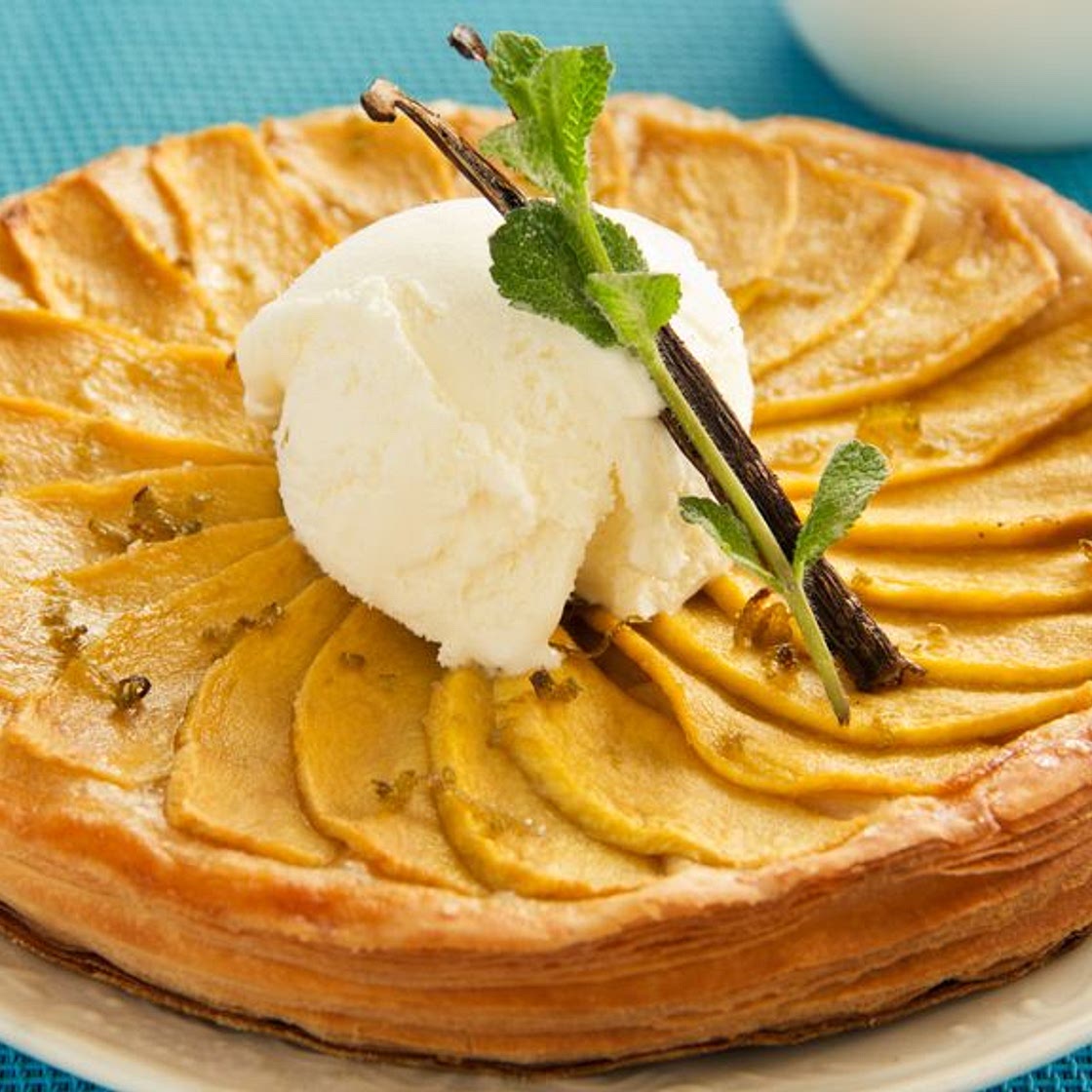 Tatin de mangue parfumée au gingembre