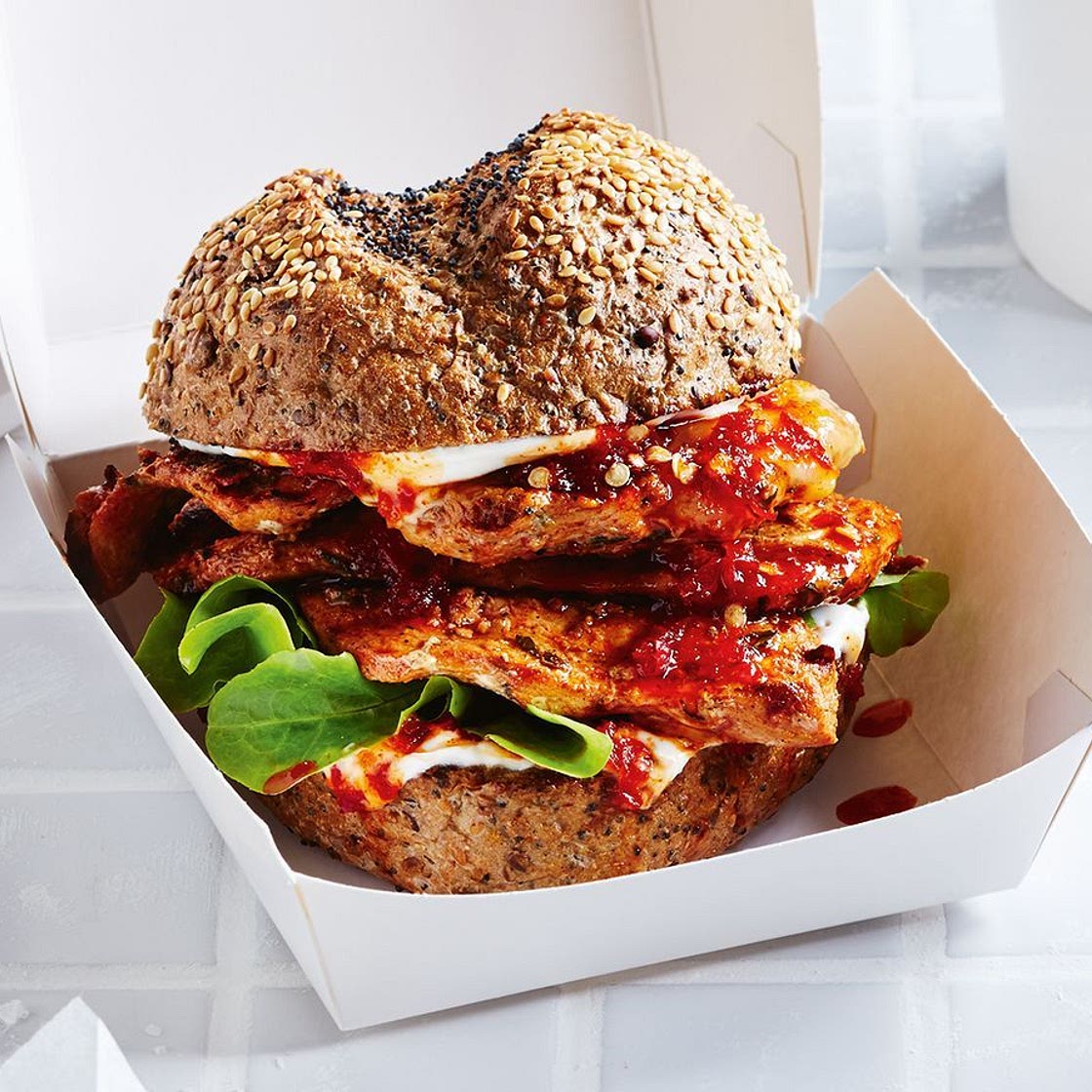 Portuguese chicken burger