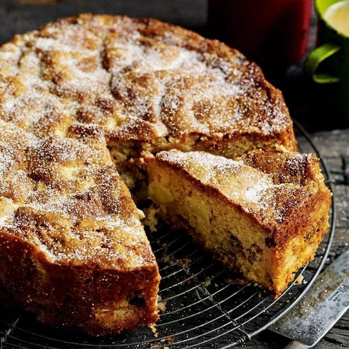 Chunky apple, raisin, walnut and cider cake