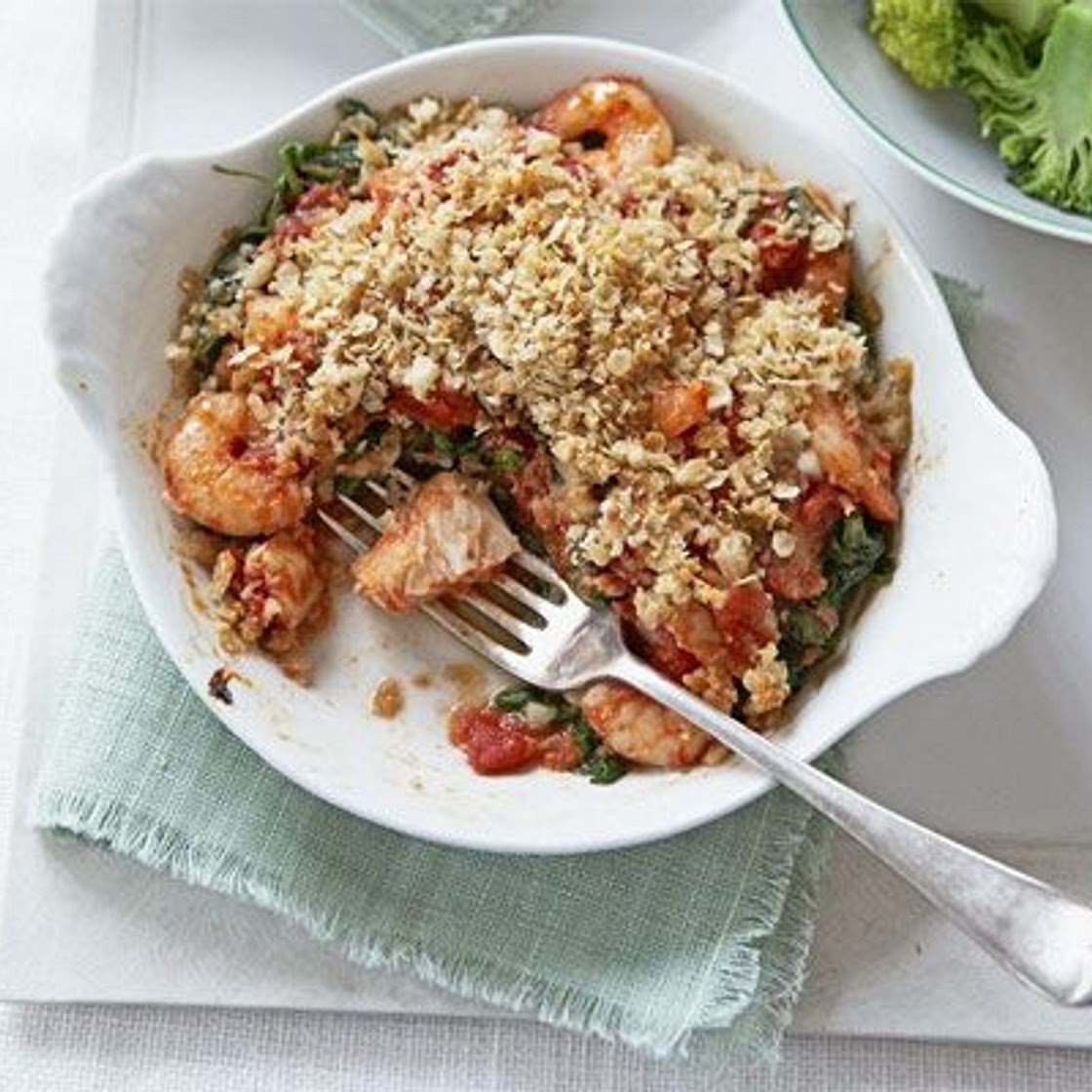 Fish and prawn gratins