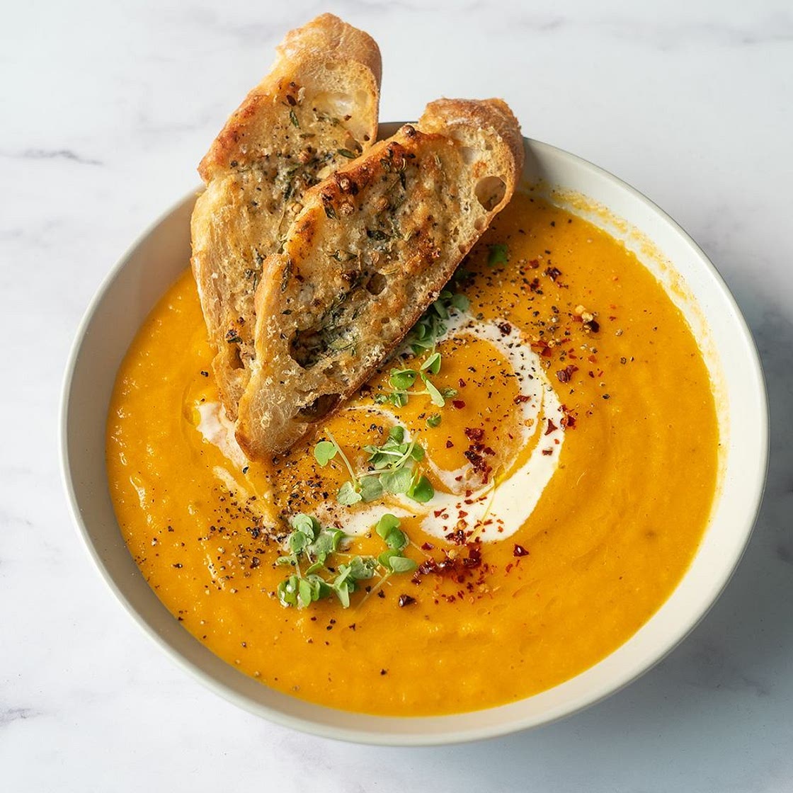No-chop pumpkin soup