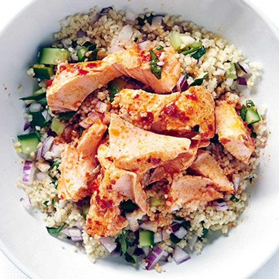 Harissa salmon with zesty couscous