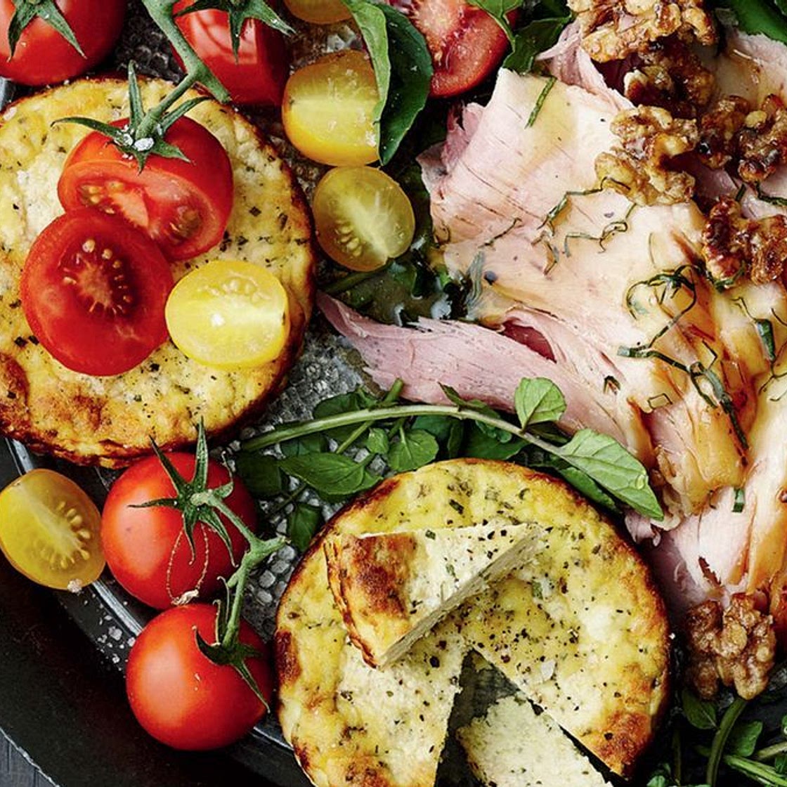 Ham and baked ricotta cheesecake platter