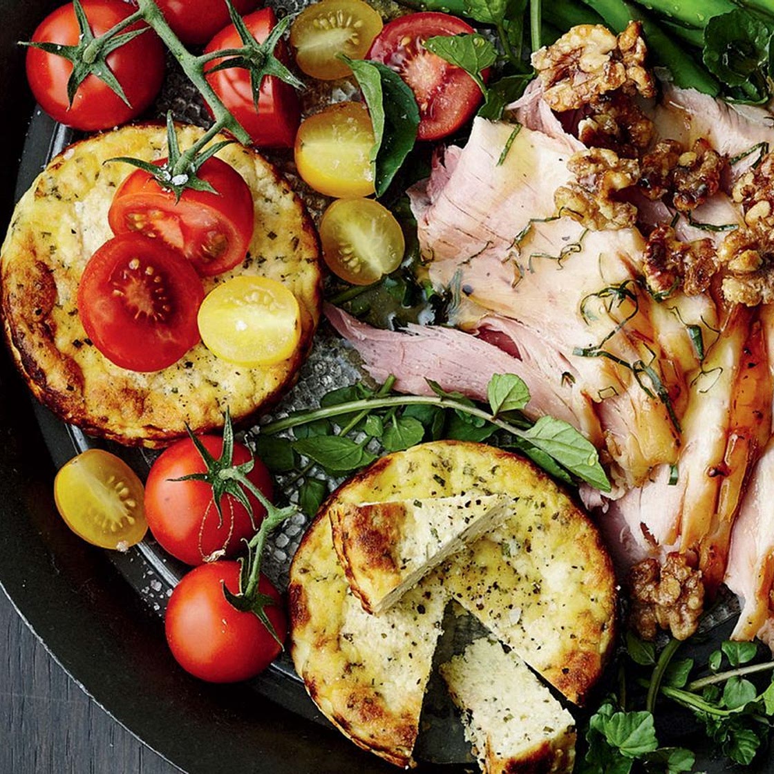 Ham and baked ricotta cheesecake platter