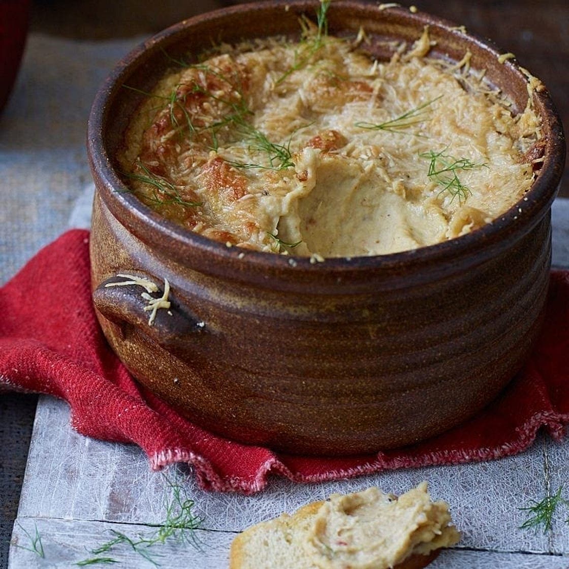 Warm fennel, butter bean and parmesan dip