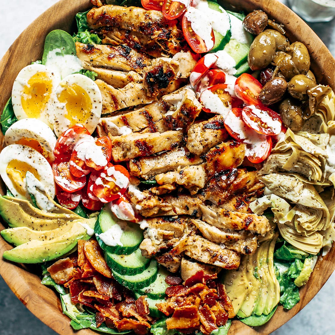 Paleo Grilled Chicken Caesar Cobb Salad