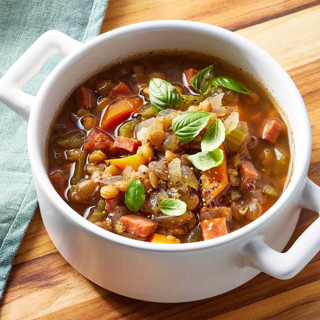 Slow Cooker Lentil and Ham Soup