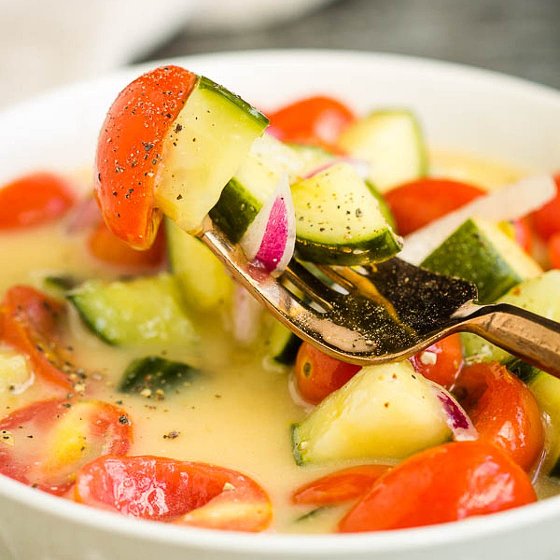 EASY MARINATED TOMATO CUCUMBER ONION SALAD