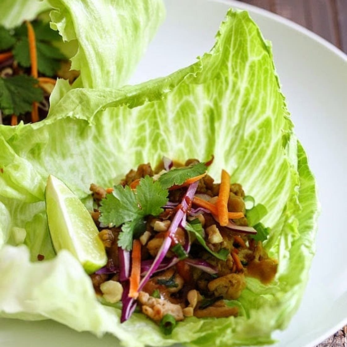 Thai Chicken Peanut Lettuce Tacos